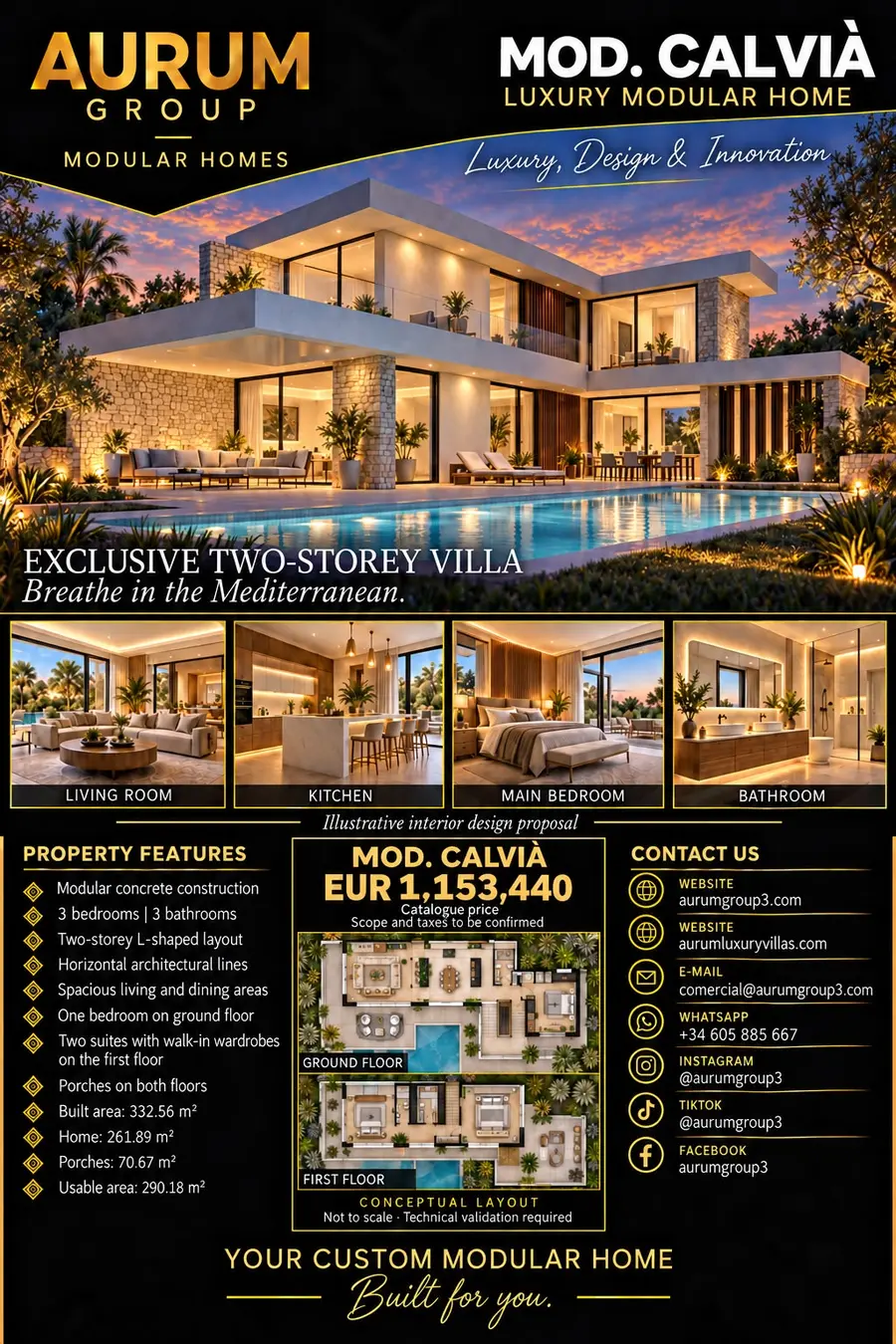 Calvià luxury modular home – Model sheet (English)